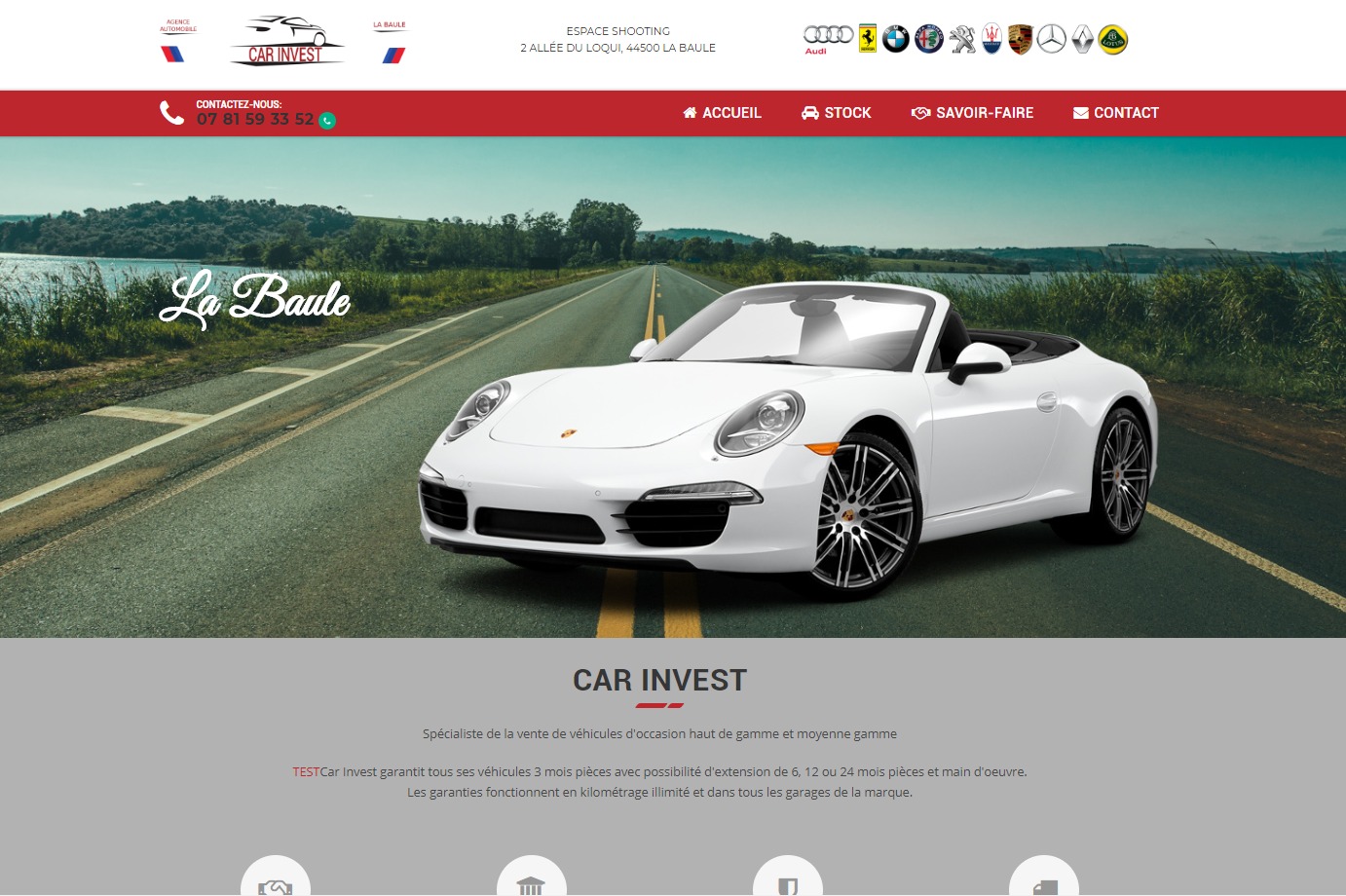 Aperçu du site de Car Invest
