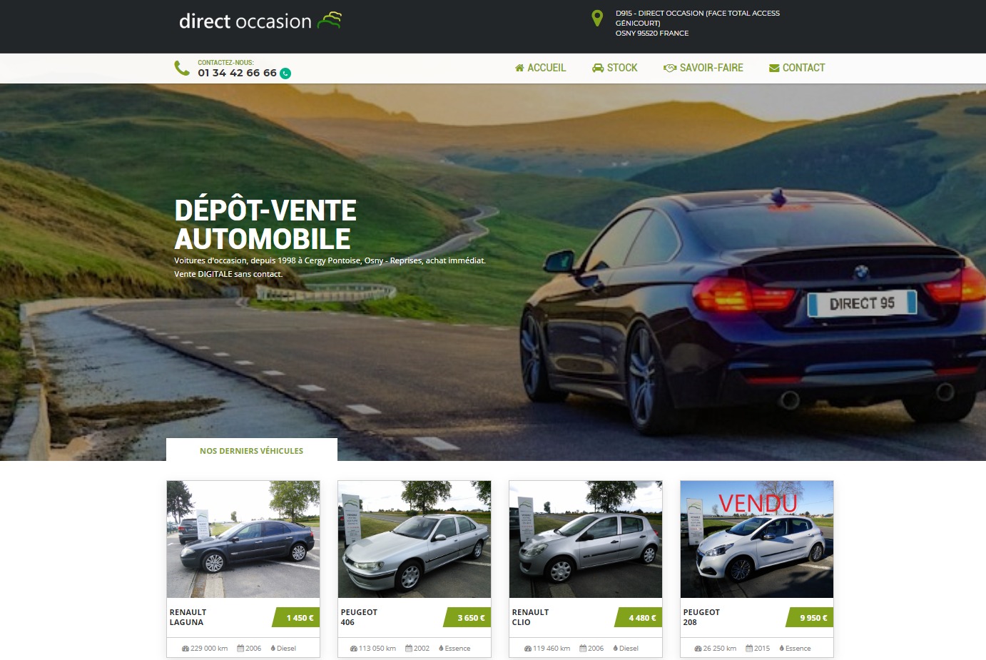 Aperçu du site de Direct Occasion